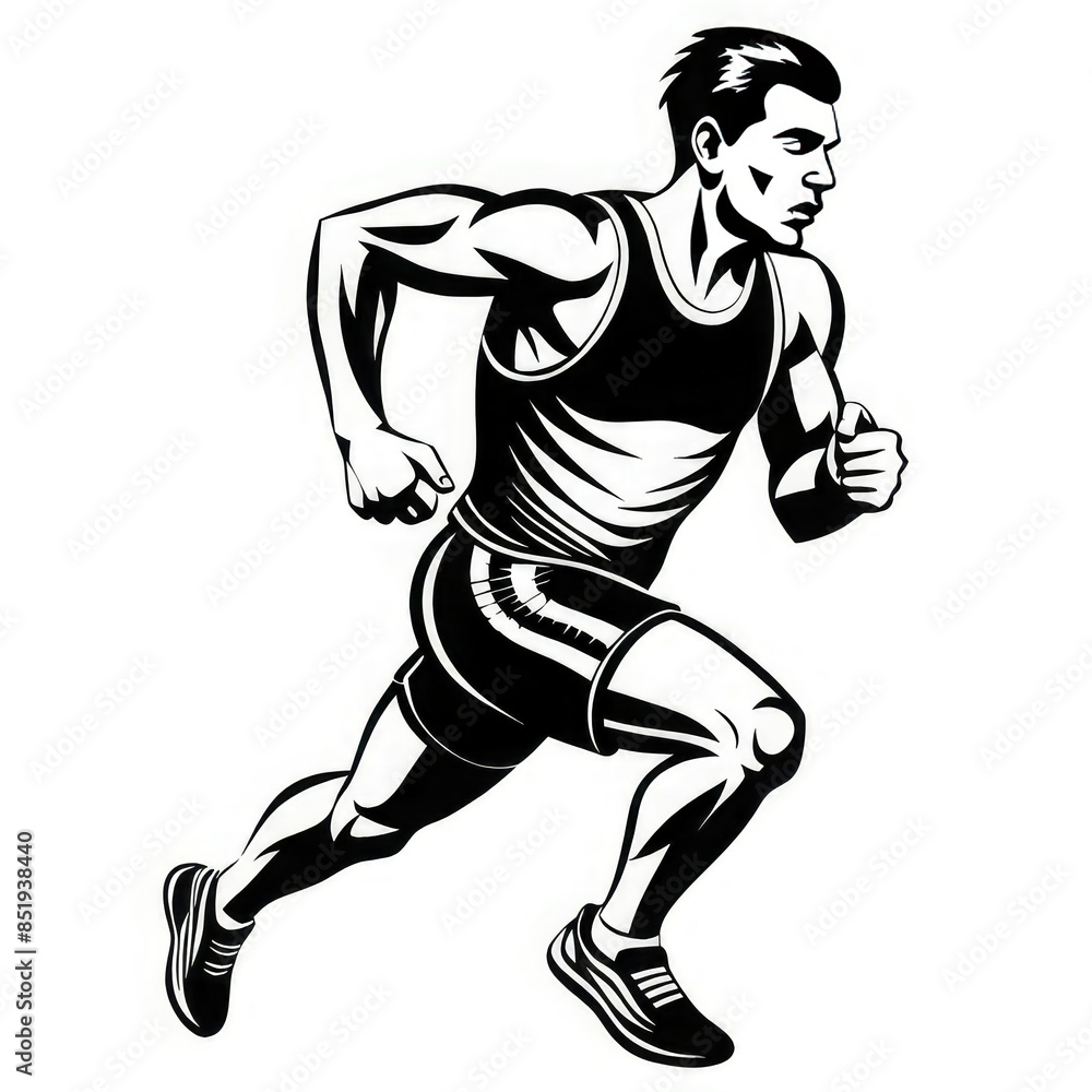 sprinter in action, captured midway with a determined expression on his face. Dynamic pose and muscle definition highlight themes of athleticism, speed and endurance sprinter in action, captured midway with a determined expression on his face. Dynamic pose and muscle definition highlight themes of athleticism, speed and endurance
