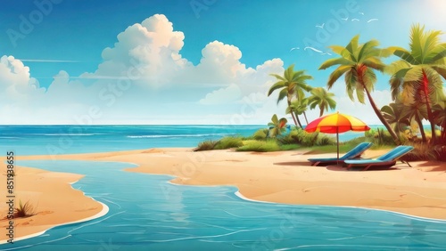 happy summer beach vector background 