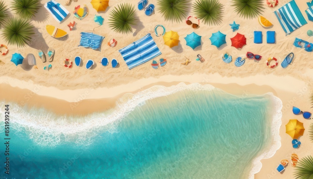 Fototapeta premium happy summer beach vector background 