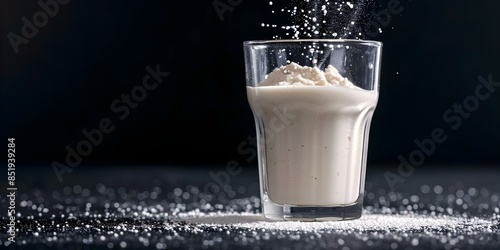 Capturing Protein Powder Mixed in Milk in a Glass Product Photography. Concept Product Photography, Protein Powder, Milk, Glass, Food Styling
