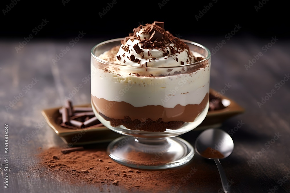 Decadent Chocolate and Vanilla Parfait with Whipped Cream and Chocolate Shavings. Decadent Chocolate and Vanilla Parfait with Whipped Cream and Chocolate Shavings.