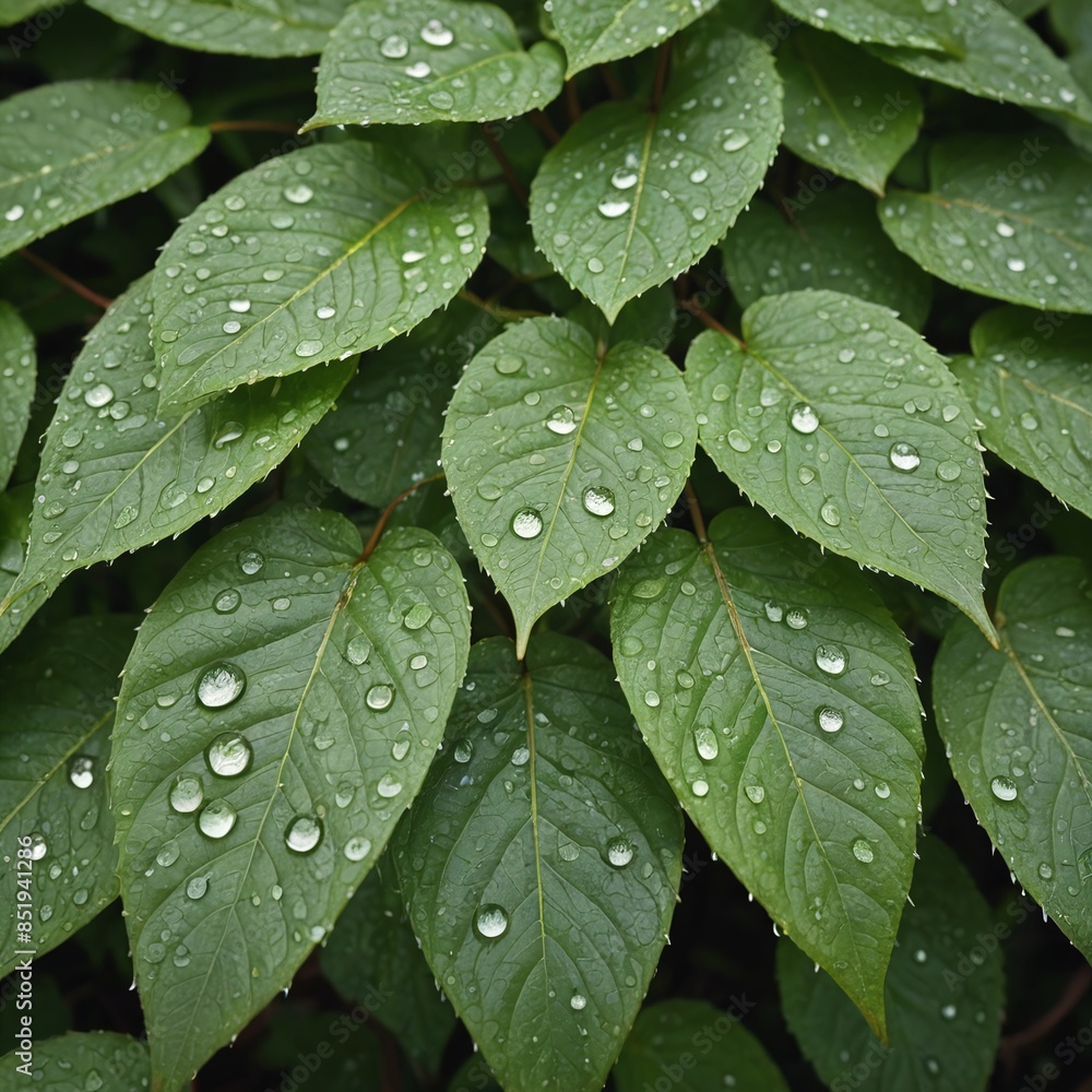 Dewkissed Leaves A Macro Nature Closeup in Vibrant Green Dewkissed Leaves A Macro Nature Closeup in Vibrant Green