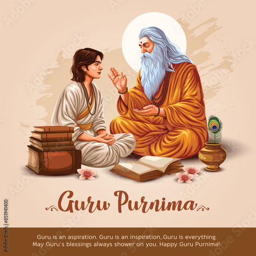 new Happy guru Purnima guru and shishya teaching . god abstract Vector Illustration design.