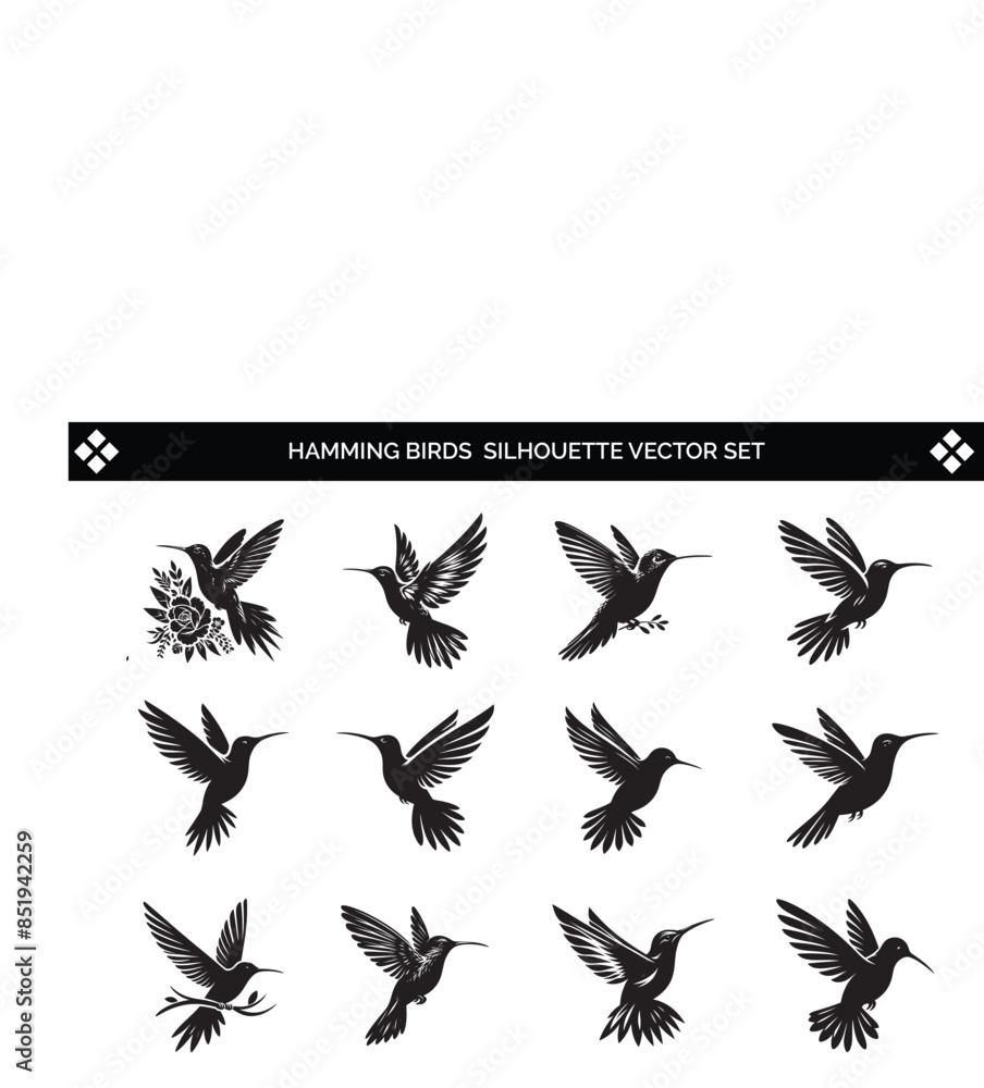 Hummingbirds Silhouette Vector Illustration Hummingbirds Silhouette Vector Illustration