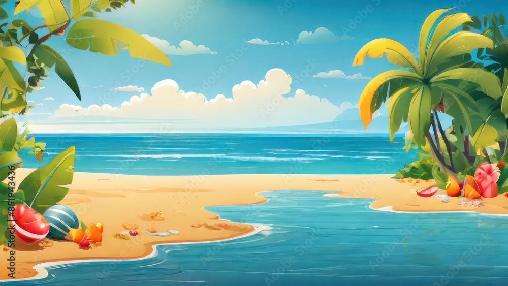 Obraz premium happy summer beach vector background 