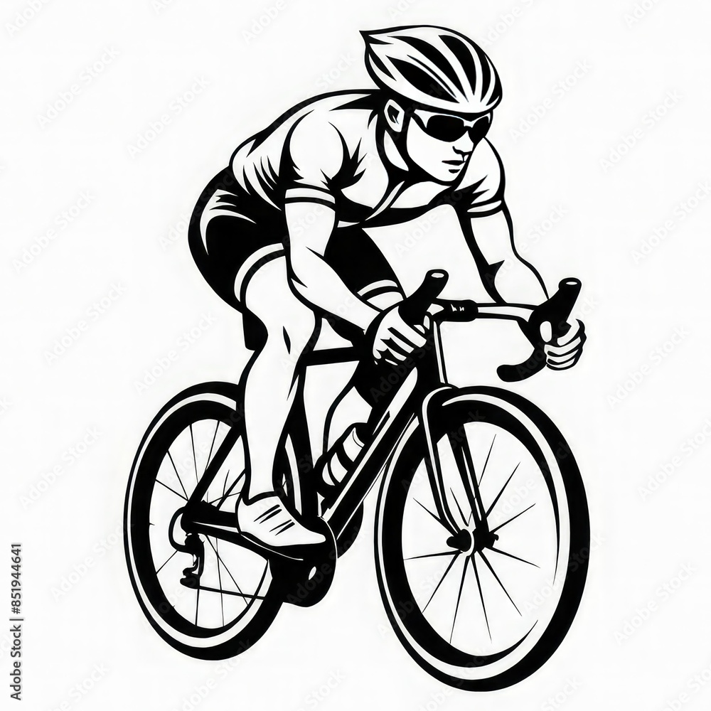 Obraz premium cyclist riding a road bike in a concentrated pose. Dynamic pose and determined facial expression highlight themes of athleticism, endurance and speed