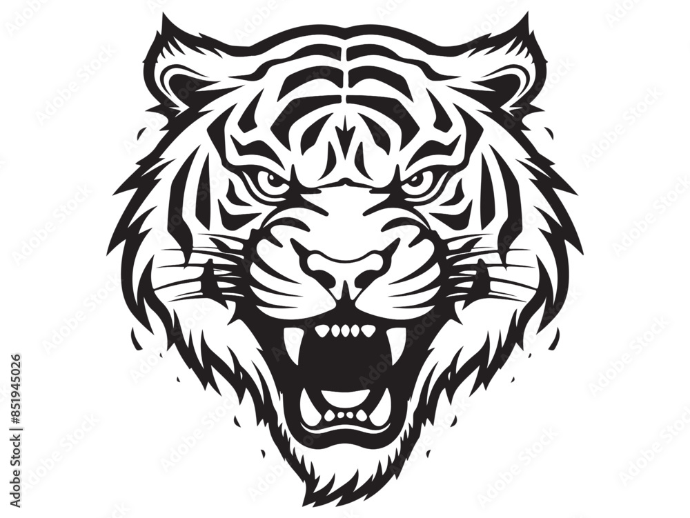 Fototapeta premium Roaring tiger logo design vector illustration