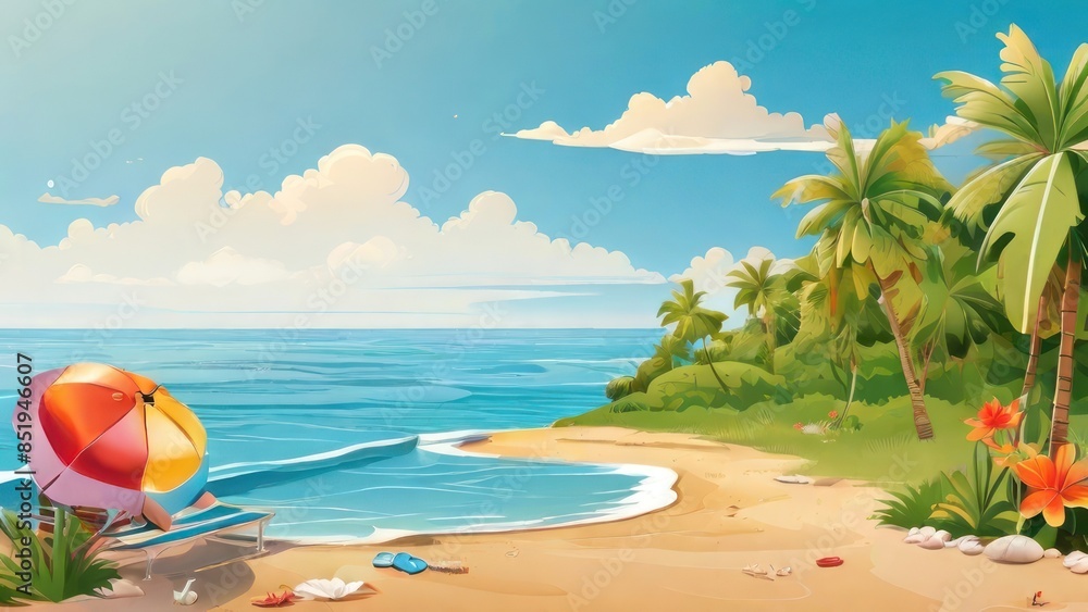 Fototapeta premium happy summer beach vector background 