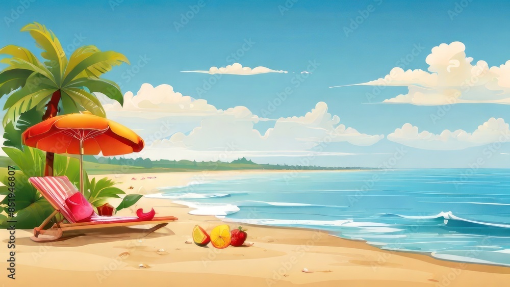Obraz premium happy summer beach vector background 