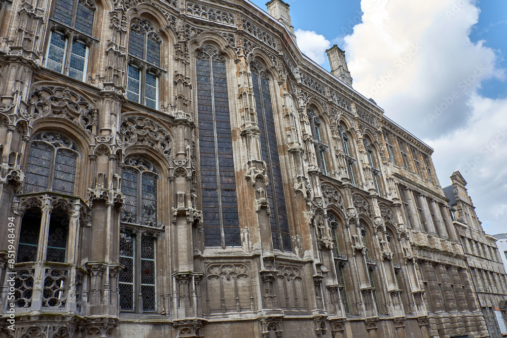 Fototapeta premium Impressive medieval building of the Ghent Town Hall Belgium It is one of the most popular places in the city