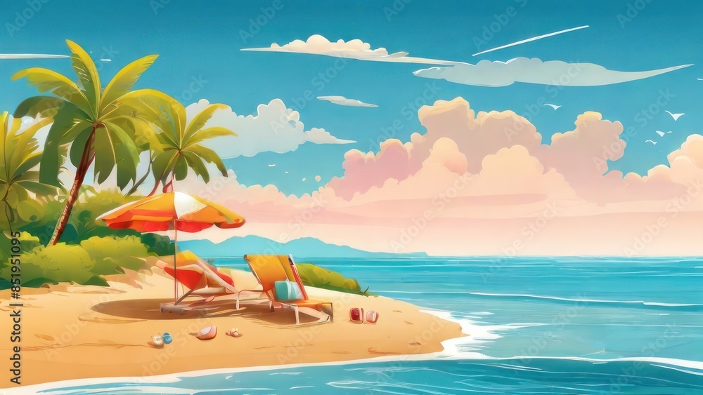 Obraz premium happy summer beach vector background 