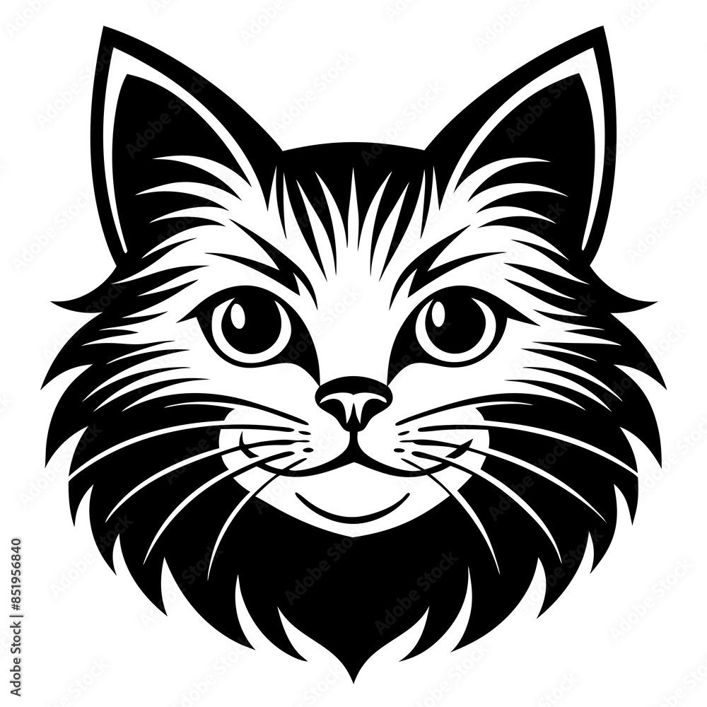 Fototapeta premium Persian cat face vector silhouette illustration svg file 