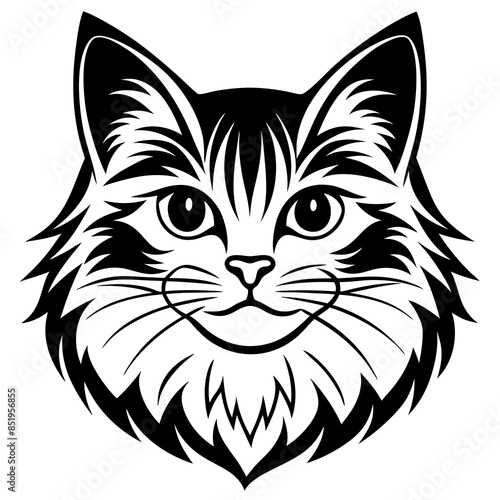 Persian cat face vector silhouette illustration svg file 