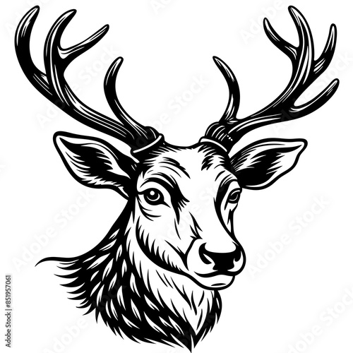 Reindeer Portrait vector silhouette illustration svg file
