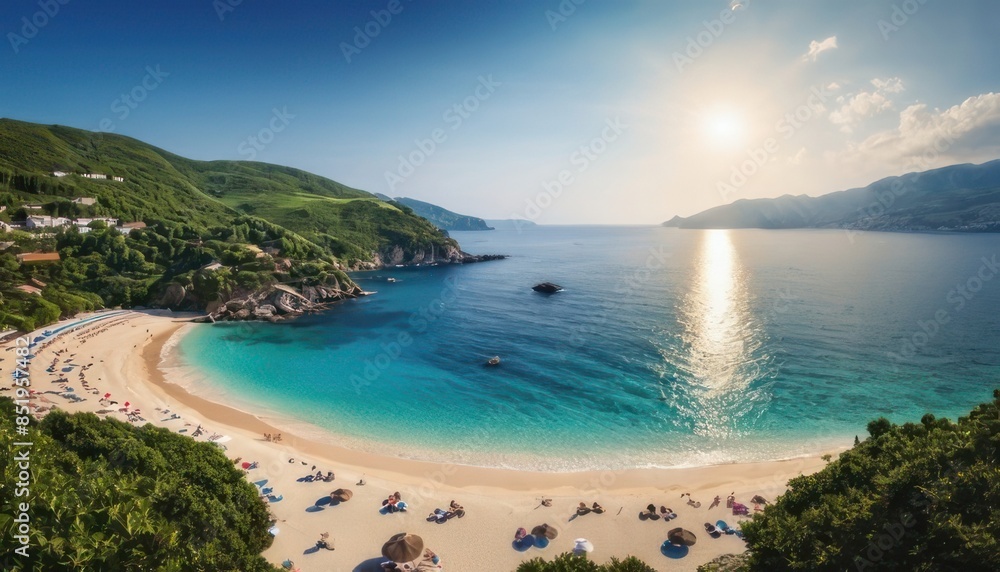 Obraz premium happy summer beach vector background