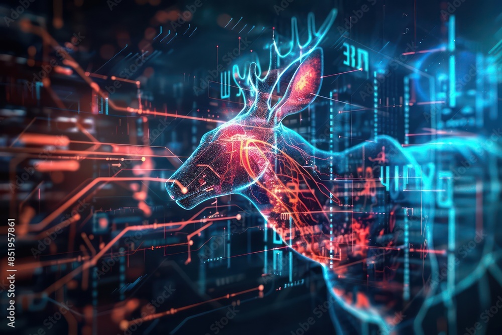 Fototapeta premium A futuristic visualization of an animal s heartbeat, displayed through advanced medical tech