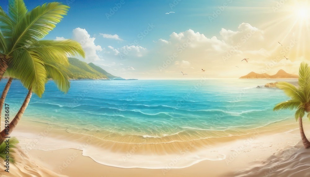 Fototapeta premium happy summer beach vector background 