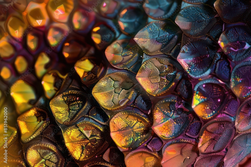 An abstract hightech image of a lizard s skin, magnified to reveal intricate scales
