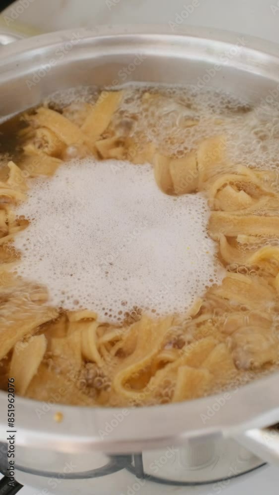 Pasta cooking in a pot close-up Pasta cooking in a pot close-up
