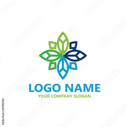  leaf logo design ready vector template