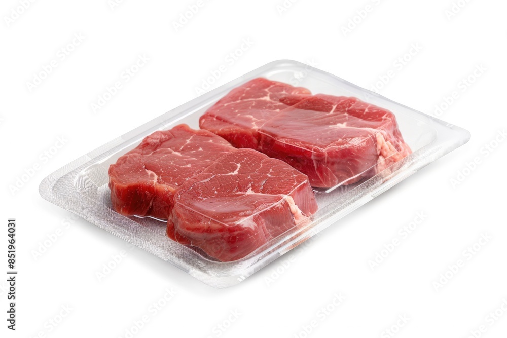 Meat Label. Fresh Market Beef Slices for Barbecue Preparation in Isolated Kitchen Package Meat Label. Fresh Market Beef Slices for Barbecue Preparation in Isolated Kitchen Package