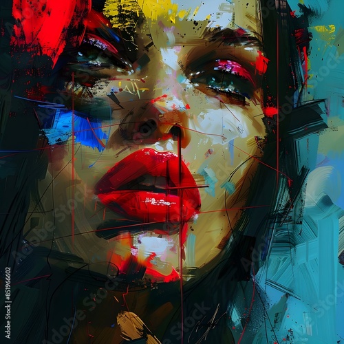 painting of a woman with a red lipstick , expressive beautiful painting, beautiful art uhd 4 k, digital painting art, art of alessandro pautasso, digital art painting, beautiful digital artwork, detai