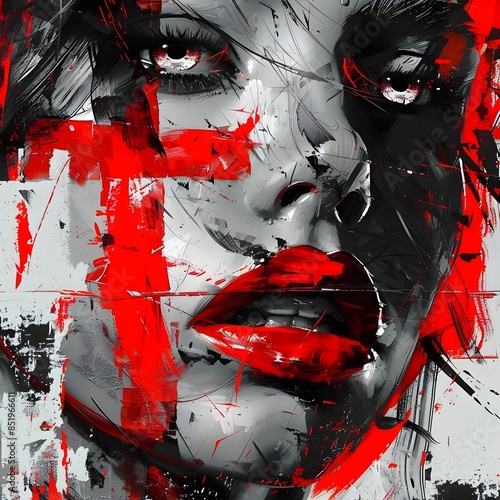 painting of a woman with a red lipstick , expressive beautiful painting, beautiful art uhd 4 k, digital painting art, art of alessandro pautasso, digital art painting, beautiful digital artwork, detai