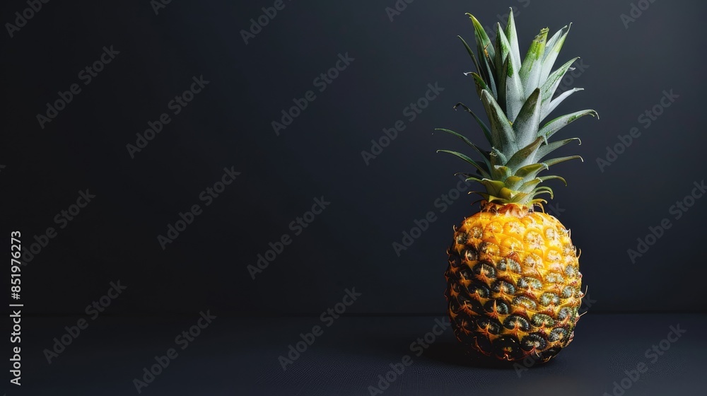 Mini pineapple displayed against black backdrop Mini pineapple displayed against black backdrop