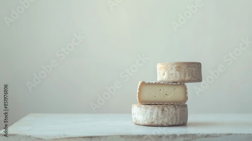 Cremoulin cheese placed against a plain white backdrop photo