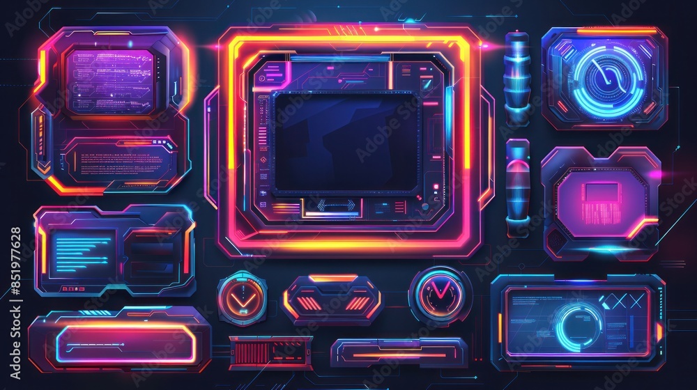 Game stream frames. Glow theme for live conference of gaming streamers ...