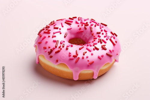 pink frosted donut with colorful sprinkles © Obsidian