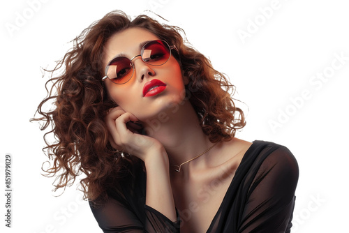 Stylish Fashion Model Striking Pose Isolated on Transparent Background