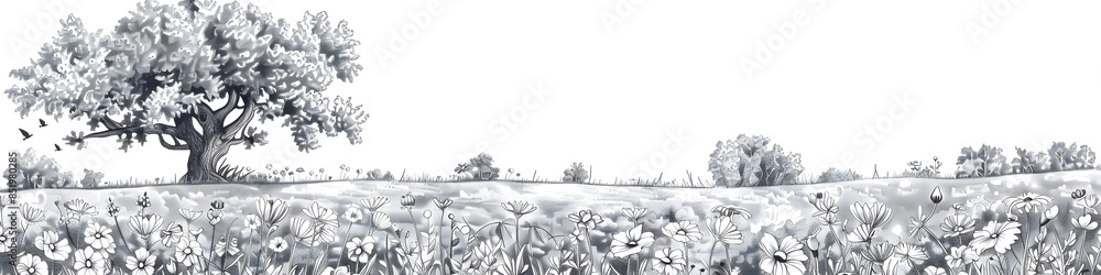 Naklejka premium Landscape Image ready For Colouring In