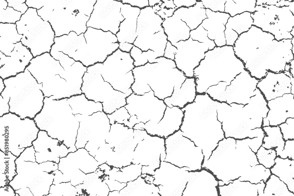 The texture of the cracks is white and black. Vector background. Cracked ground. Structure of cracks. Cracks in the texture of dry soil surface. The texture of the cracks is white and black. Vector background. Cracked ground. Structure of cracks. Cracks in the texture of dry soil surface.