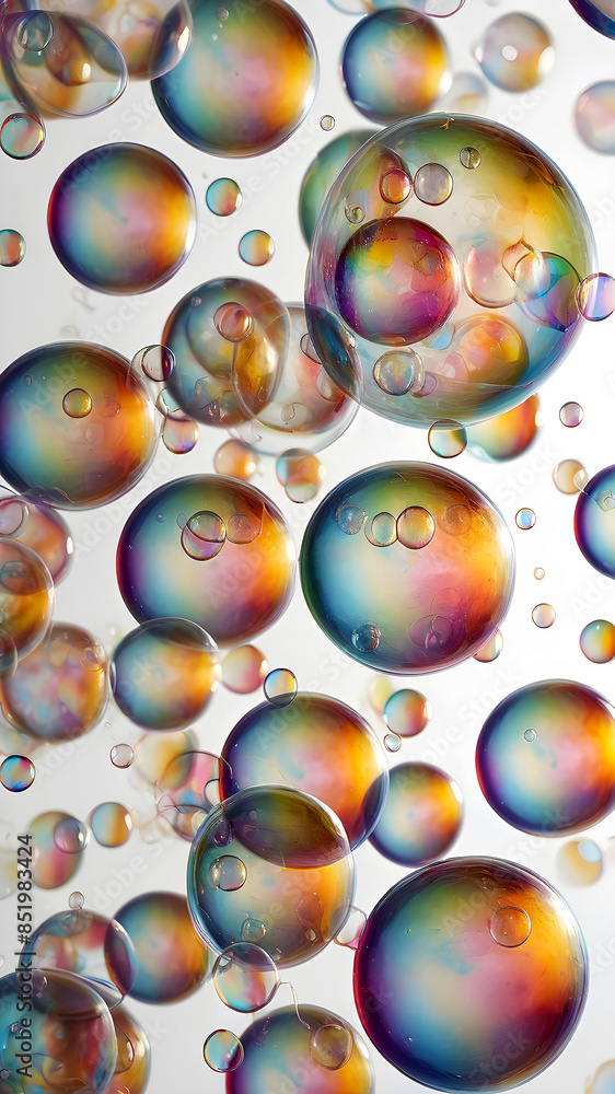 many rainbow soap bubbles on a light background. Transparent multi-colored soap bubbles. illustration. many rainbow soap bubbles on a light background. Transparent multi-colored soap bubbles. illustration.