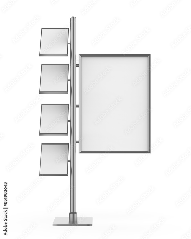 Blank Floor standing poster display holder snap frame stand, advertisement literature sign holder 3d rendered illustration.
