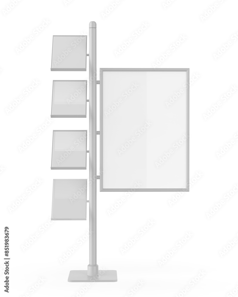 Blank Floor standing poster display holder snap frame stand, advertisement literature sign holder 3d rendered illustration. Blank Floor standing poster display holder snap frame stand, advertisement literature sign holder 3d rendered illustration.