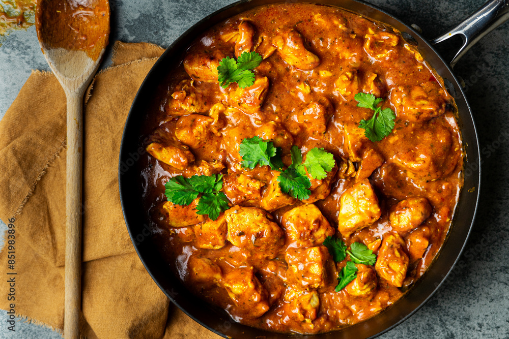 Chicken curry in pan Chicken curry in pan
