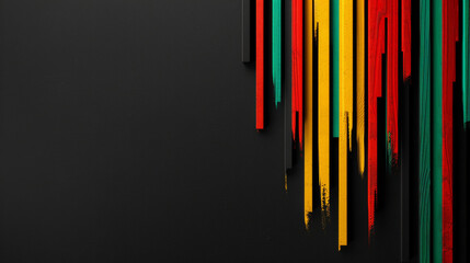 Black History Month, Juneteenth day background. Creative modern red, yellow, green lines on black background