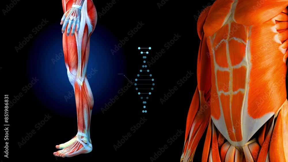 Muscular System upper body animation, with alpha. Camera rotation ...