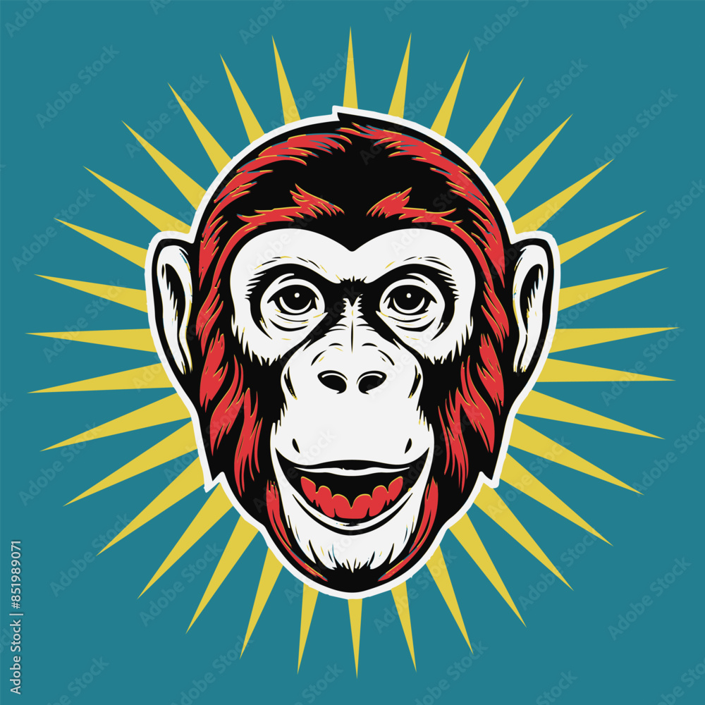 Monkey Head Vector Illustration T-shirts Design Monkey Head Vector Illustration T-shirts Design