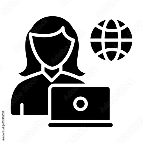Remote Female Worker Glyph Icon