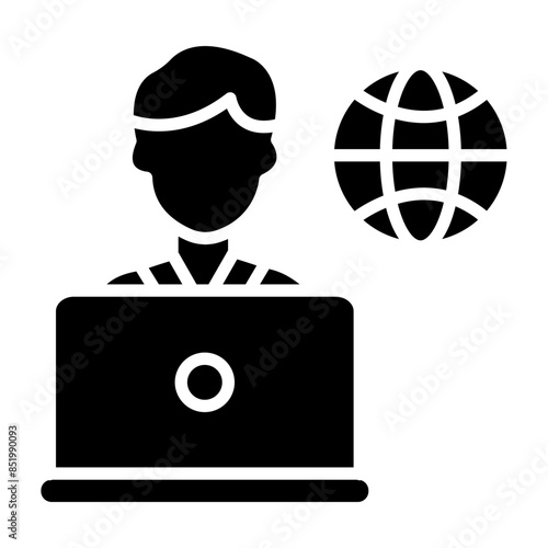 Remote Male Worker Glyph Icon