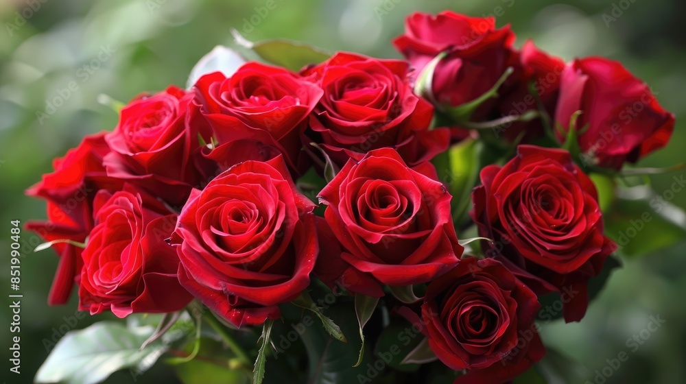Lovely crimson roses a bunch of blooms denoting affection Lovely crimson roses a bunch of blooms denoting affection
