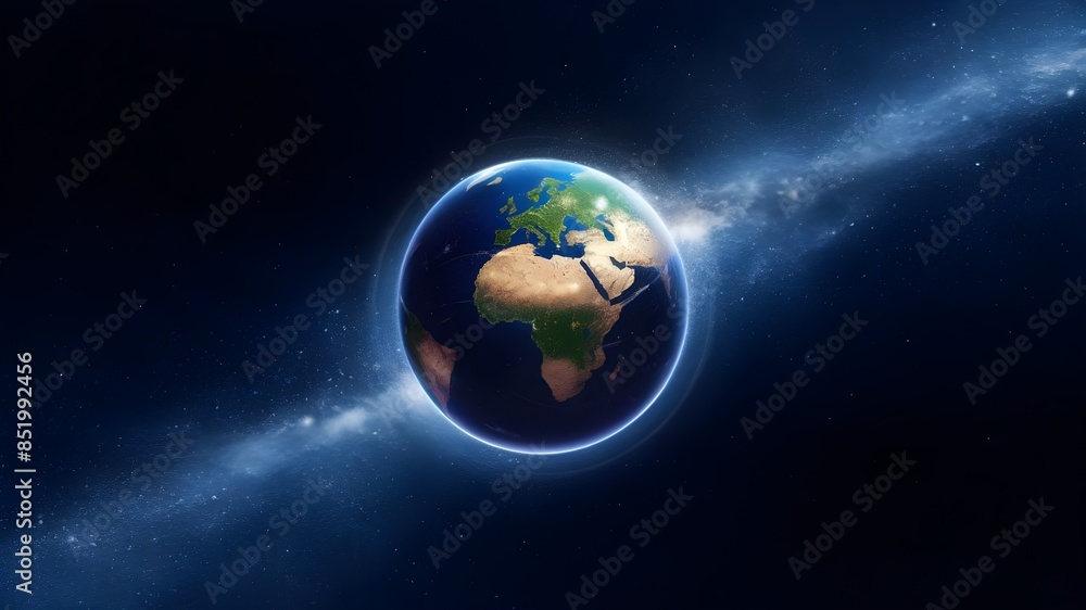 Astronomy and Science Concept - Earth Globe in Galaxy Background for Earth Events Astronomy and Science Concept - Earth Globe in Galaxy Background for Earth Events
