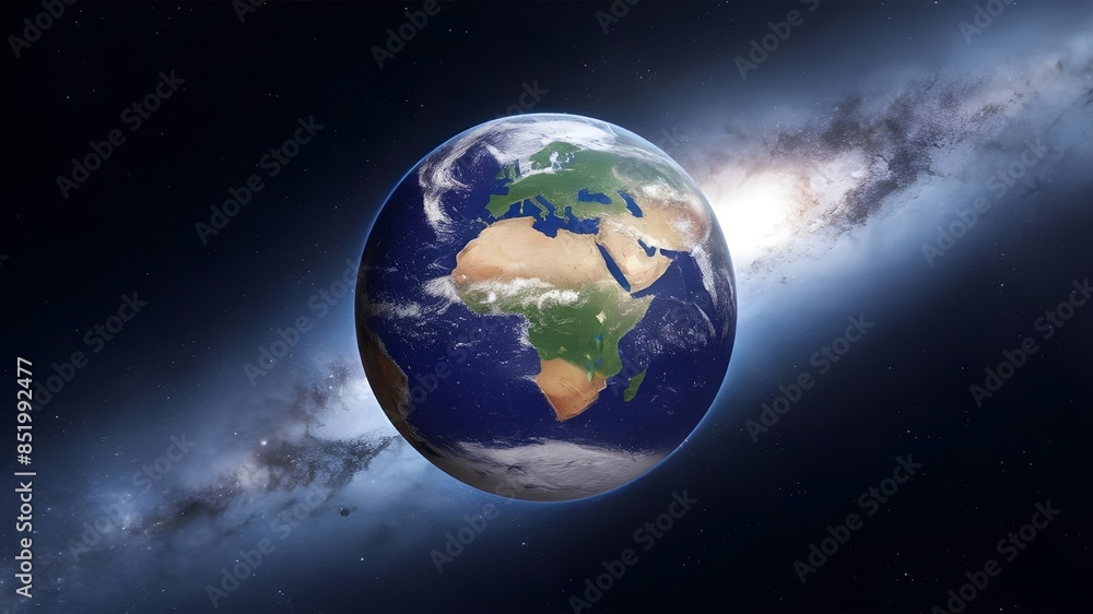 Fototapeta premium Astronomy and Science Concept - Earth Globe in Galaxy Background for Earth Events