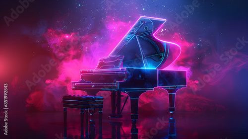 Neon Grand Piano