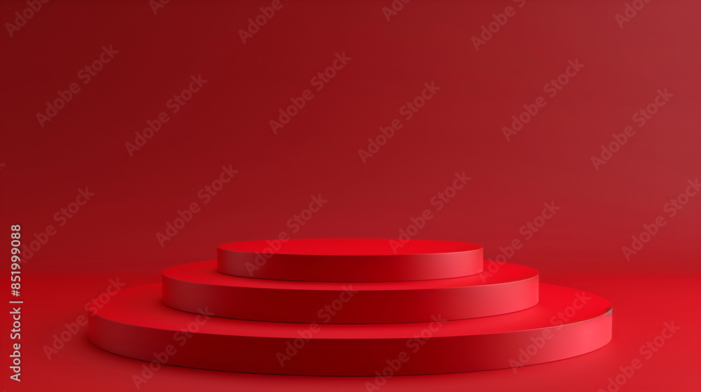 red 3d illustration with round platform stand, circle pedestal for presentation product. Podium for advertising and sales . 3d render, design red 3d illustration with round platform stand, circle pedestal for presentation product. Podium for advertising and sales . 3d render, design