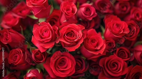 Bouquets of vibrant red roses