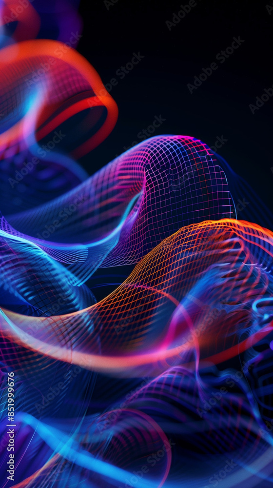 Fototapeta premium Abstract illustration of digital waves hologram on a dark background